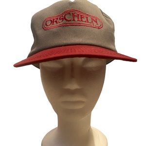 VTG Orscheln Hat Snapback Baseball Cap Mens Gray Maroon Two Tone Farm Home USA